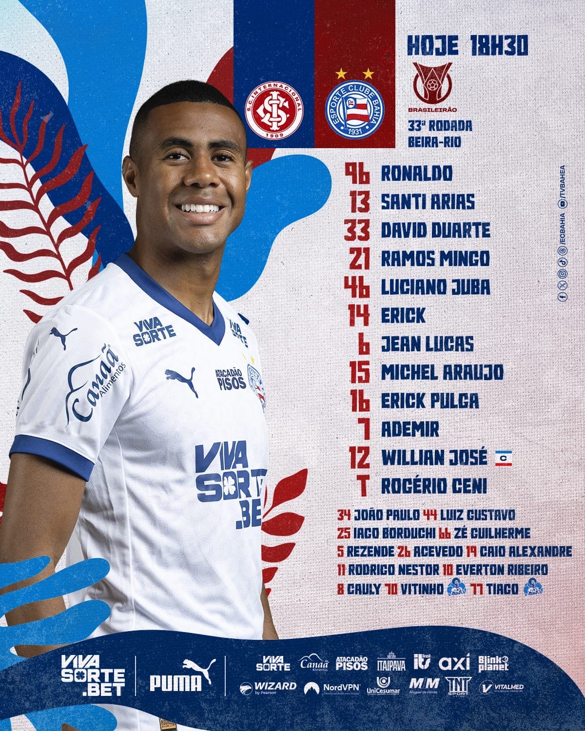 Internacional e Bahia jogam no Beira-Rio com objetivos opostos no Brasileirão