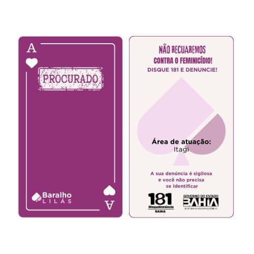 Bahia lança Baralho do Crime Lilás com 16 foragidos por violência de gênero