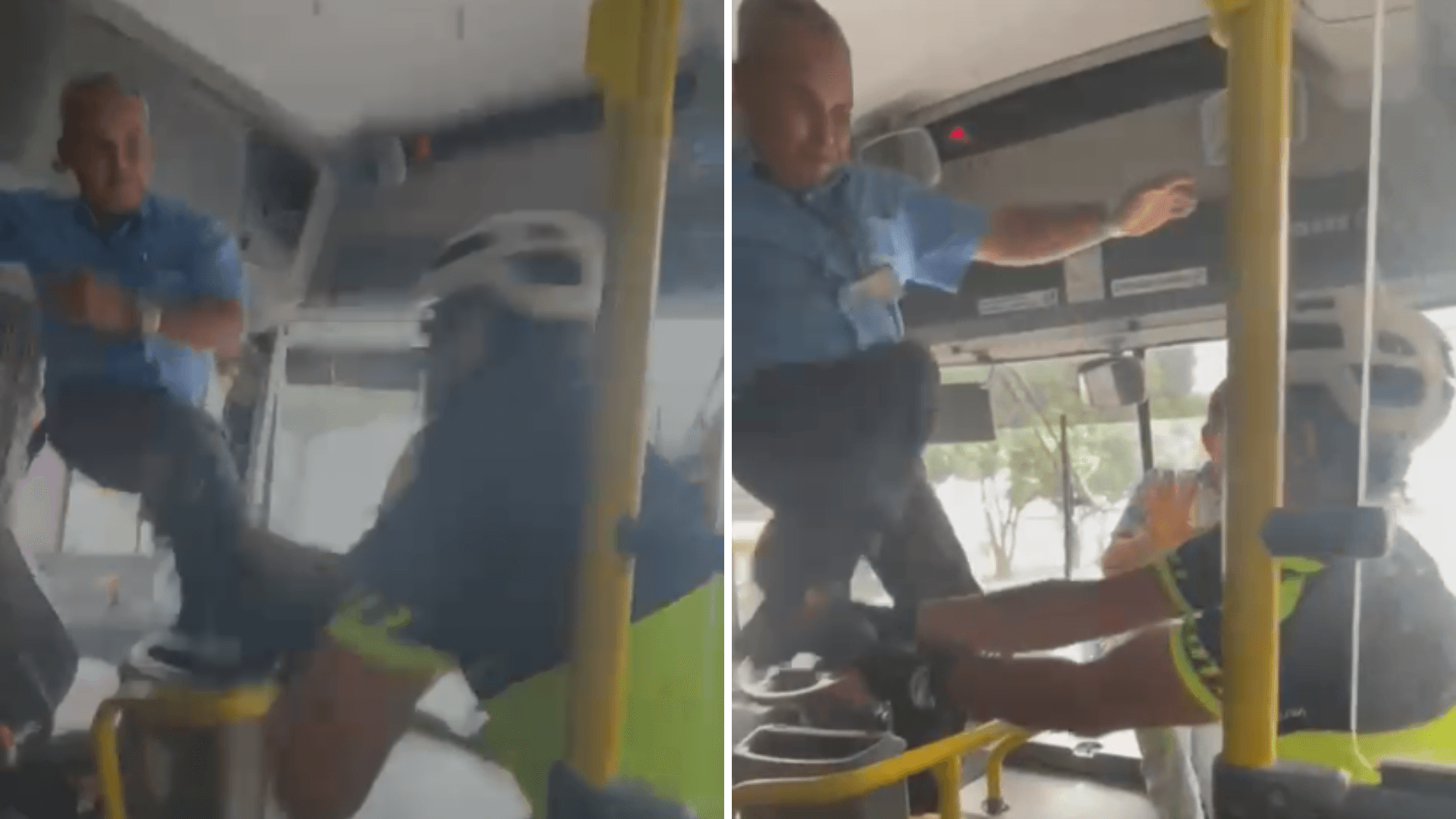 Vídeo mostra briga entre motorista de ônibus e ciclista em Feira de Santana