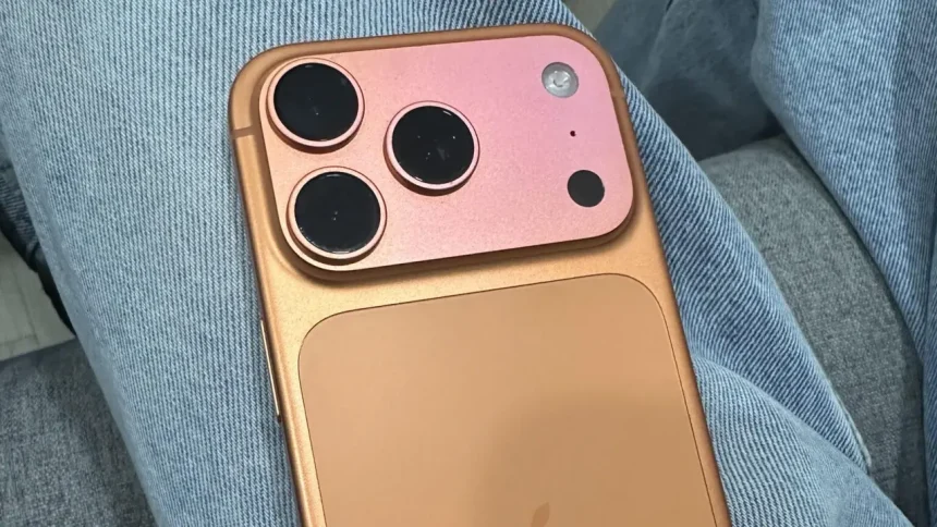 iPhone 17 na cor Laranja Cósmico -